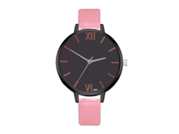 Relógio de Pulso Feminino de Quartzo Analógico de Couro Fashion Elegante Rosa
