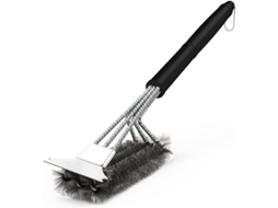 Pincel de Limpeza Nova Line para churrasco 3 em 1 com cerdas de aço inox 45cm
