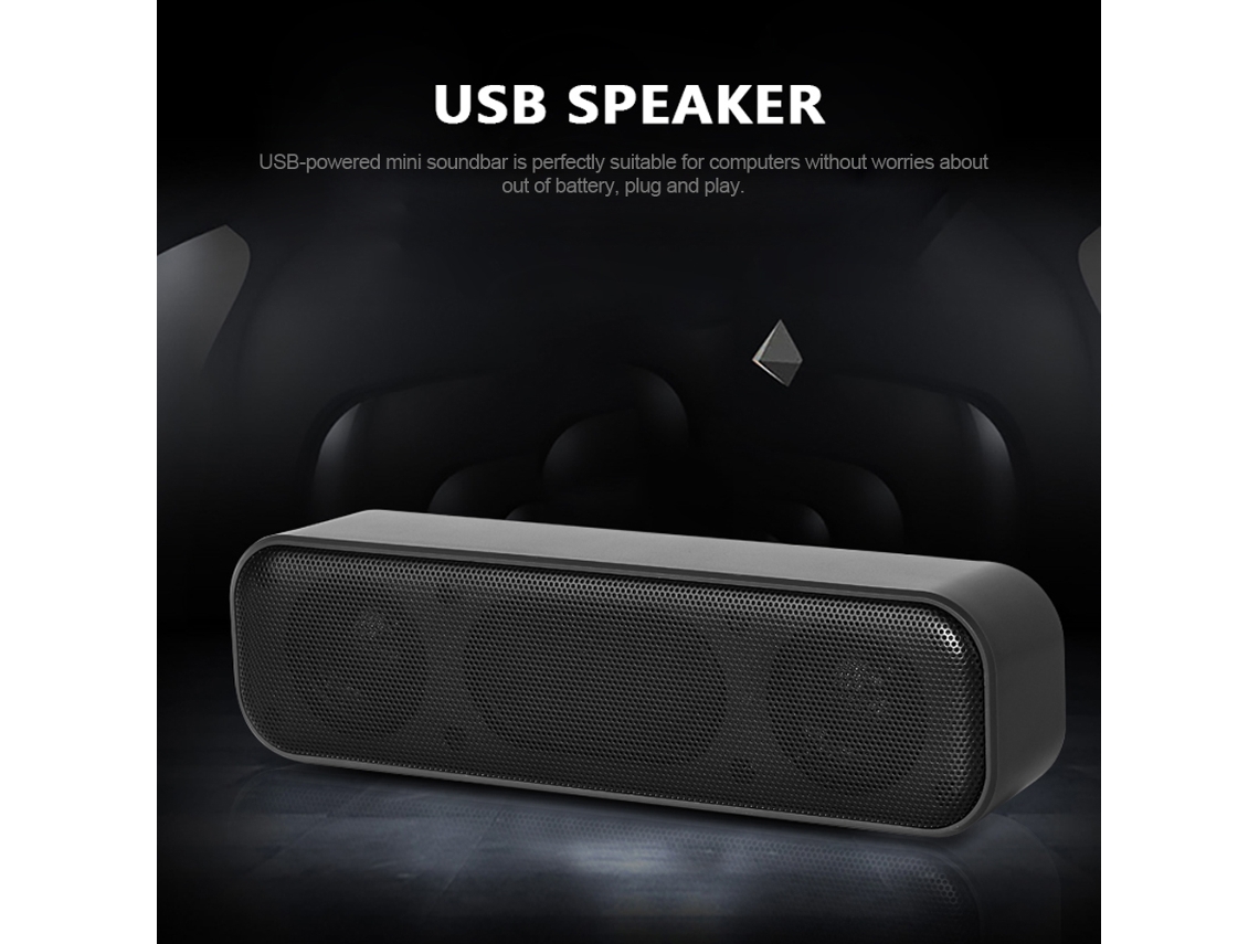 Mali caixa de Som Soundbar Usb para Desktop e Laptop com Subwoofer 3w Plug And Play