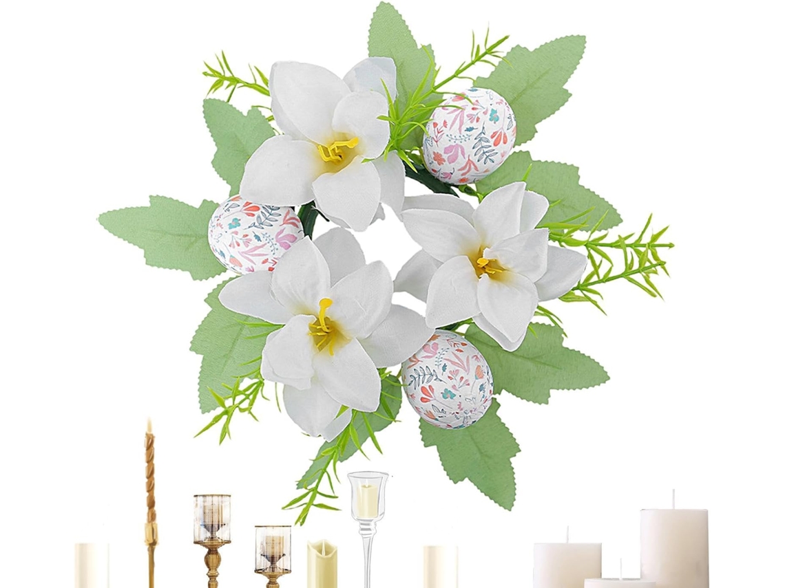 Coroas De Páscoa Com Suportes Para Velas E Arranjos Florais Robustos Em Formato De Ovos |
