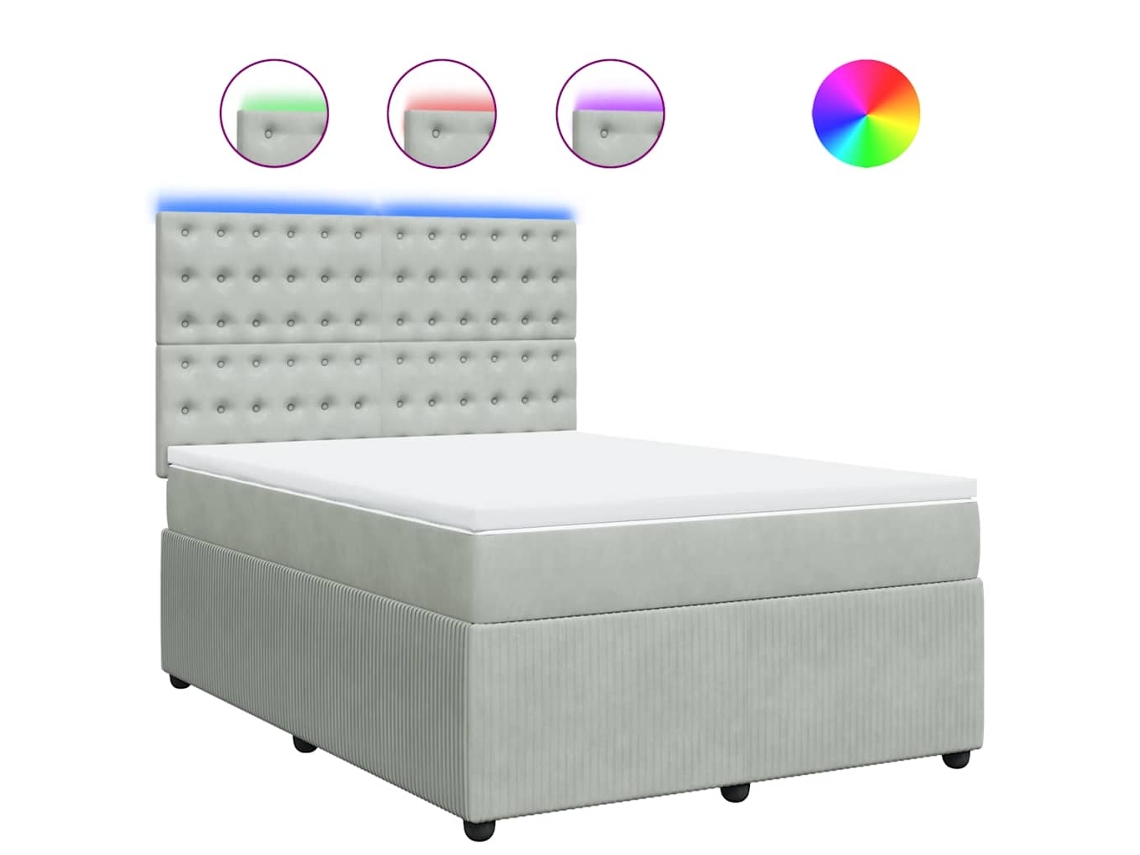 Conjunto 1 Cama Box Spring Vidaxl Cinzeto Veludo (200 X 160 X 140.5 Cm)