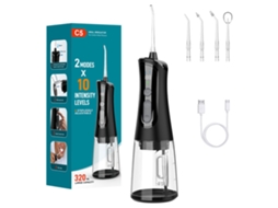 Irrigador Oral Dentário Recarregável com 4 Bicos de Jato, Depósito de Água de 320 Ml Preto HEXINYIGJLY