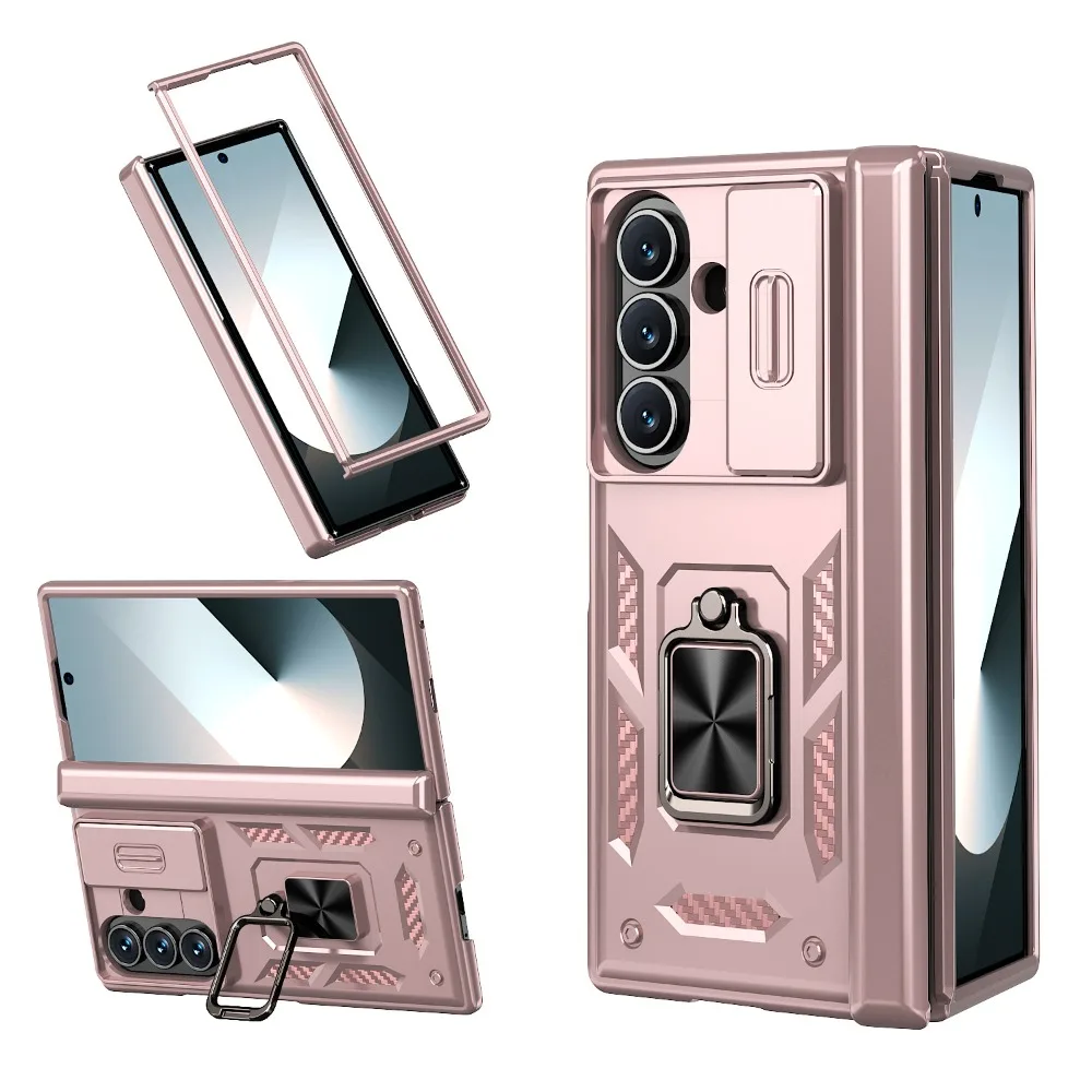 Capa Para Celular (rosa, Galaxy Z Fold 8) Com Suporte Giratório 360° E Proteção Contra Impactos Com Dobradiça Dupla.