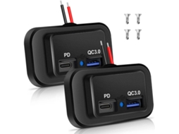 2 Tomadas Usb Rv de 12v/24v, Porta de Carregamento Dupla Pd3.0 Tipo c e Qc3.0 SFUSHOS (usb c)
