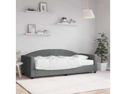 Sofá cama con colchón 90x190 cm, tela gris oscuro