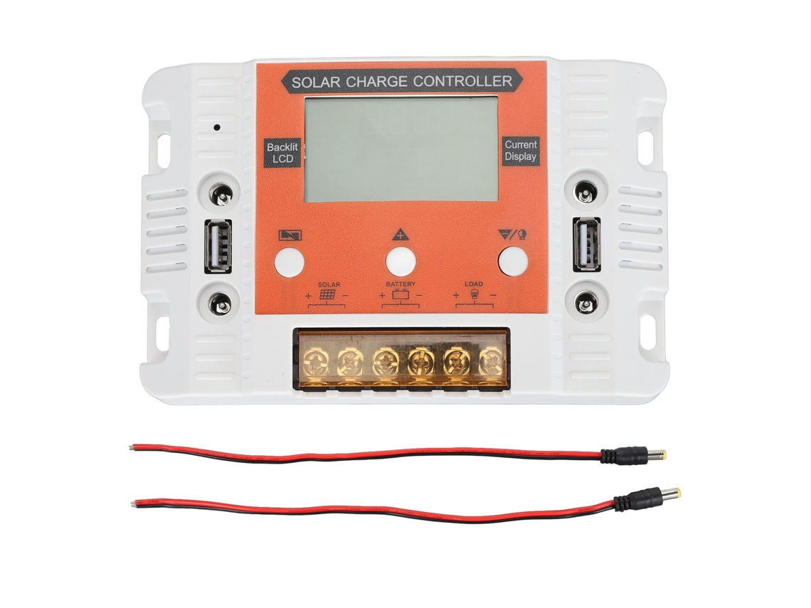 Controlador De Carga Solar 12v24v 30a Com Lcd, Usb Duplo E Função De Memória
