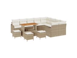 Conjunto 13 Conjunto De Sofá De Jardim Vidaxl Bege Vime Pe (287.5 X 234 X 85 Cm)