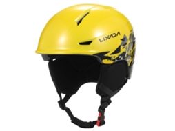 Capacete de Esqui com Protetores Auriculares e Óculos Removíveis Preto e Amarelo