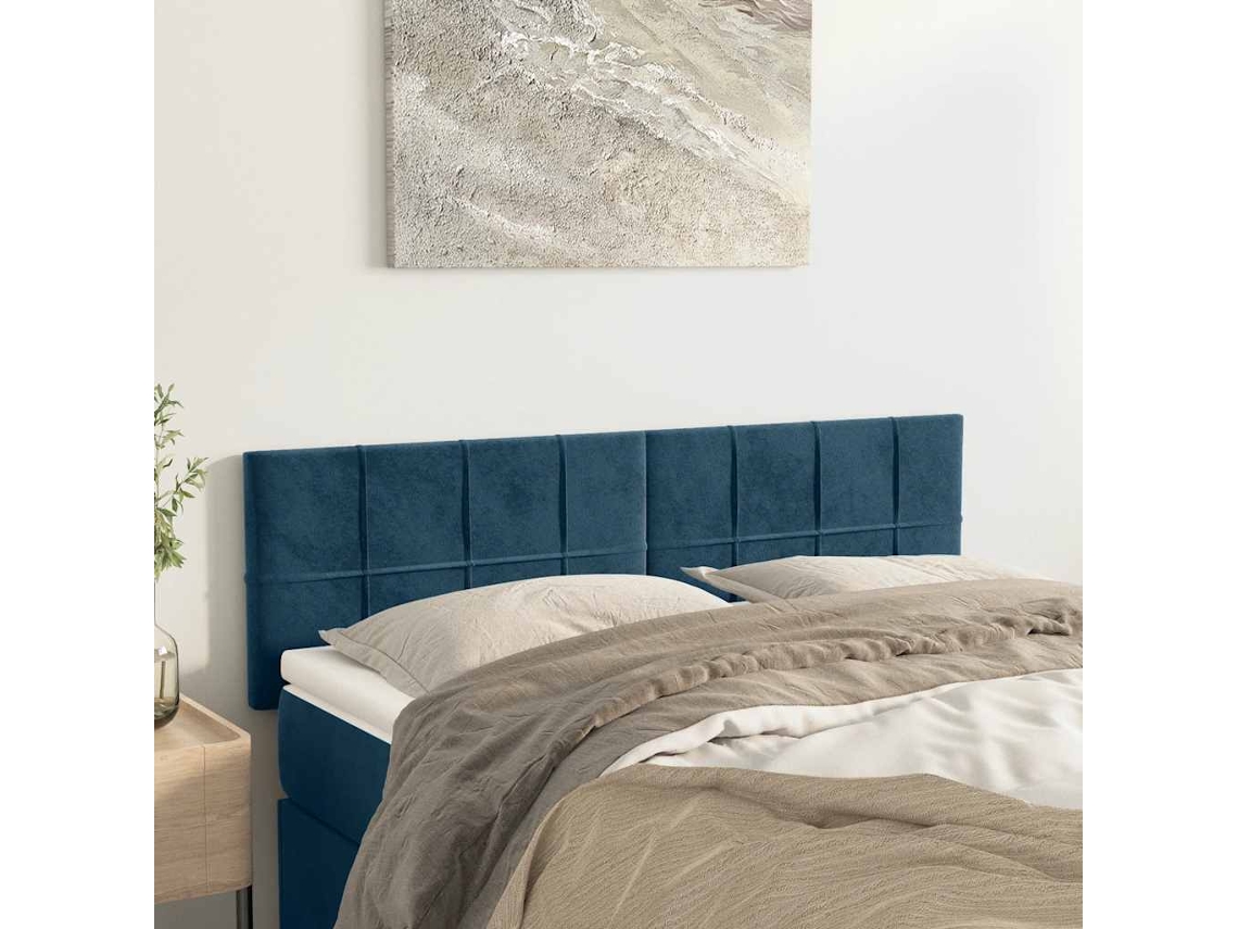 Vidaxl Cabeceiras Azul-escuro 144x5x78/88 Cm Veludo