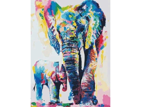 Tela FIGURED' ART Paint by Numbers - Aguarela De Elefante  - Figured' Art Pn1532-Y (51x2,5x41,3 cm)