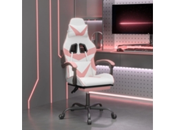 Vidaxl Cadeira Gaming Giratória C/ Apoio Pés Couro Artif. Branco/rosa
