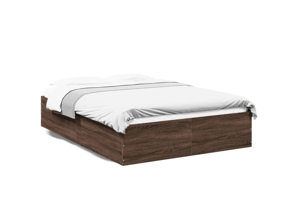 Bed Frame, Bed Frames Vidaxl Marrom Madeira Processada (135 X 190 Cm)