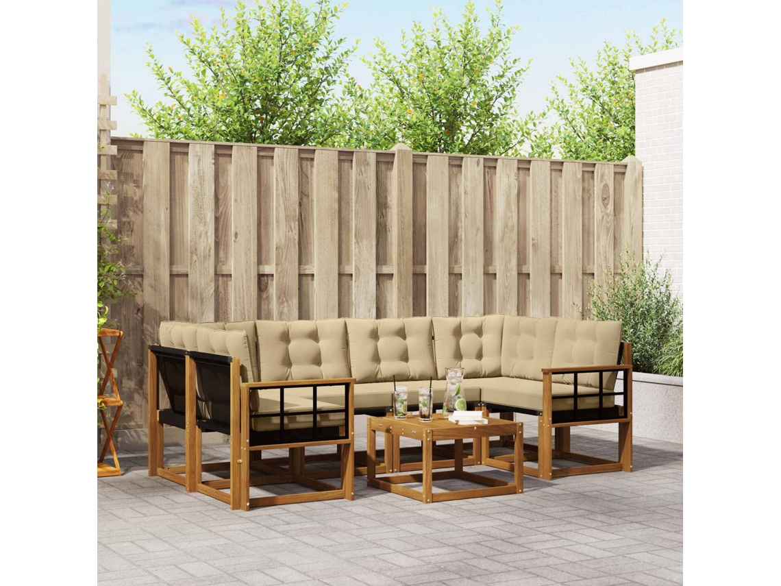 Vidaxl Conjunto De Sofás Para Exterior 7 Pcs Natural E Bege