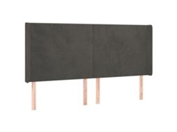 Cabeceira de Cama com Abas Veludo Cinzento Escuro MAISON EXCLUSIVE (203x16x118 cm)