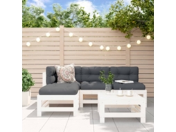 Vidaxl 5 Pcs Conjunto Lounge De Jardim Madeira De Pinho Maciça Branco