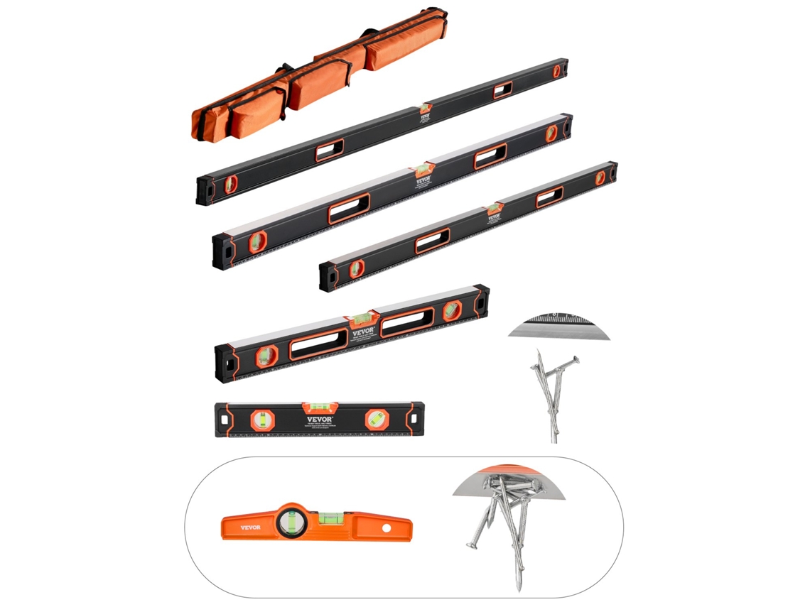 Nível Torpedo Vevor 6 Peças 250/400/600/800/1200/2000 Mm Com Bolhas