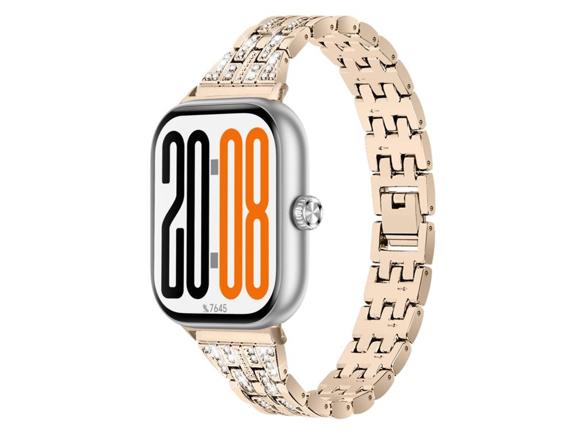 Bracelete para Honor Watch X5 Aço Inoxidável Cinco Contas Duas Fileiras de Diamantes Dourado Retrô XIAOMOYU