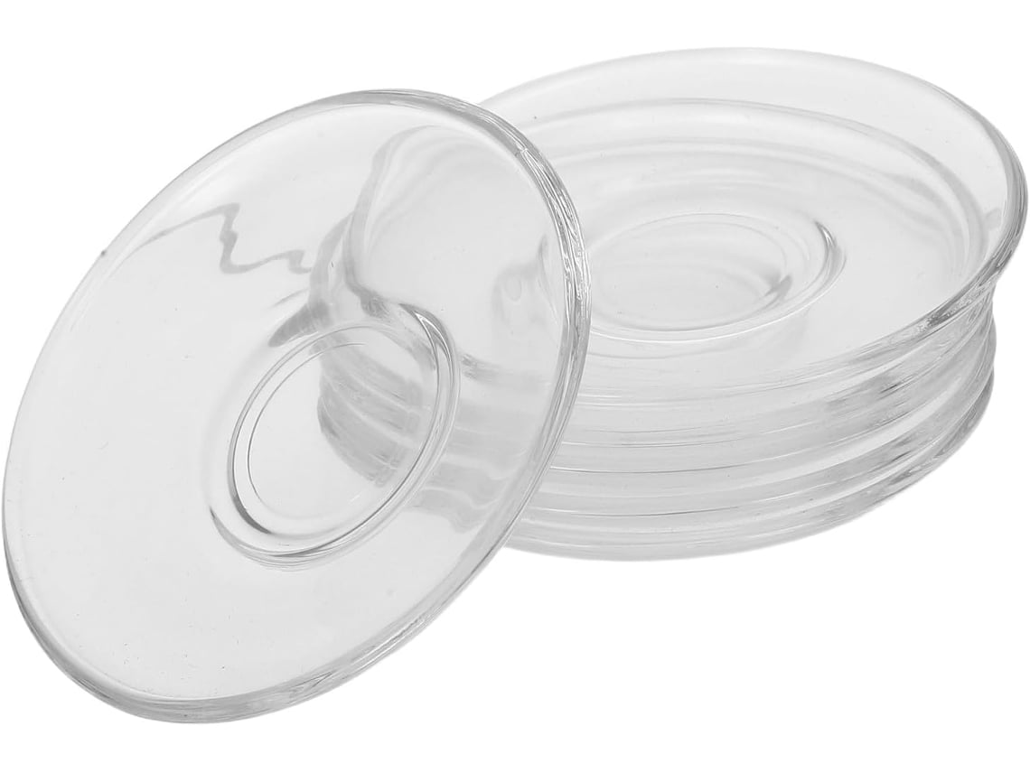 Conjunto De Chá De Mesa Com 6 Pires De Vidro Transparente, Decorativos E