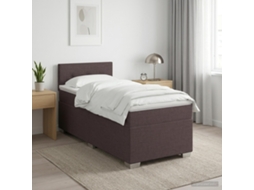 Vidaxl Cama Box Spring Com Colchão E Led Marrom Escuro 90 X 190 Cm