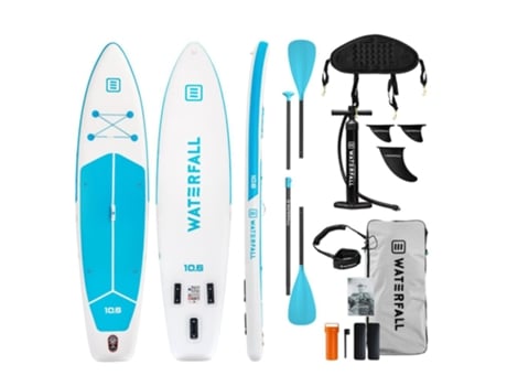 Prancha Stand Up Paddle WATERFALL 10.6 All in One Azul PRO (Inclui encosto para banco + adaptador pagaia em remo)