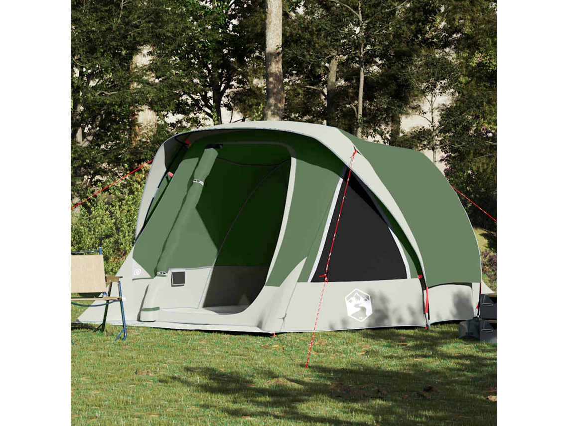 Vidaxl Tenda Familiar Estilo Cabana Para 6 Pessoas Impermeável Verde