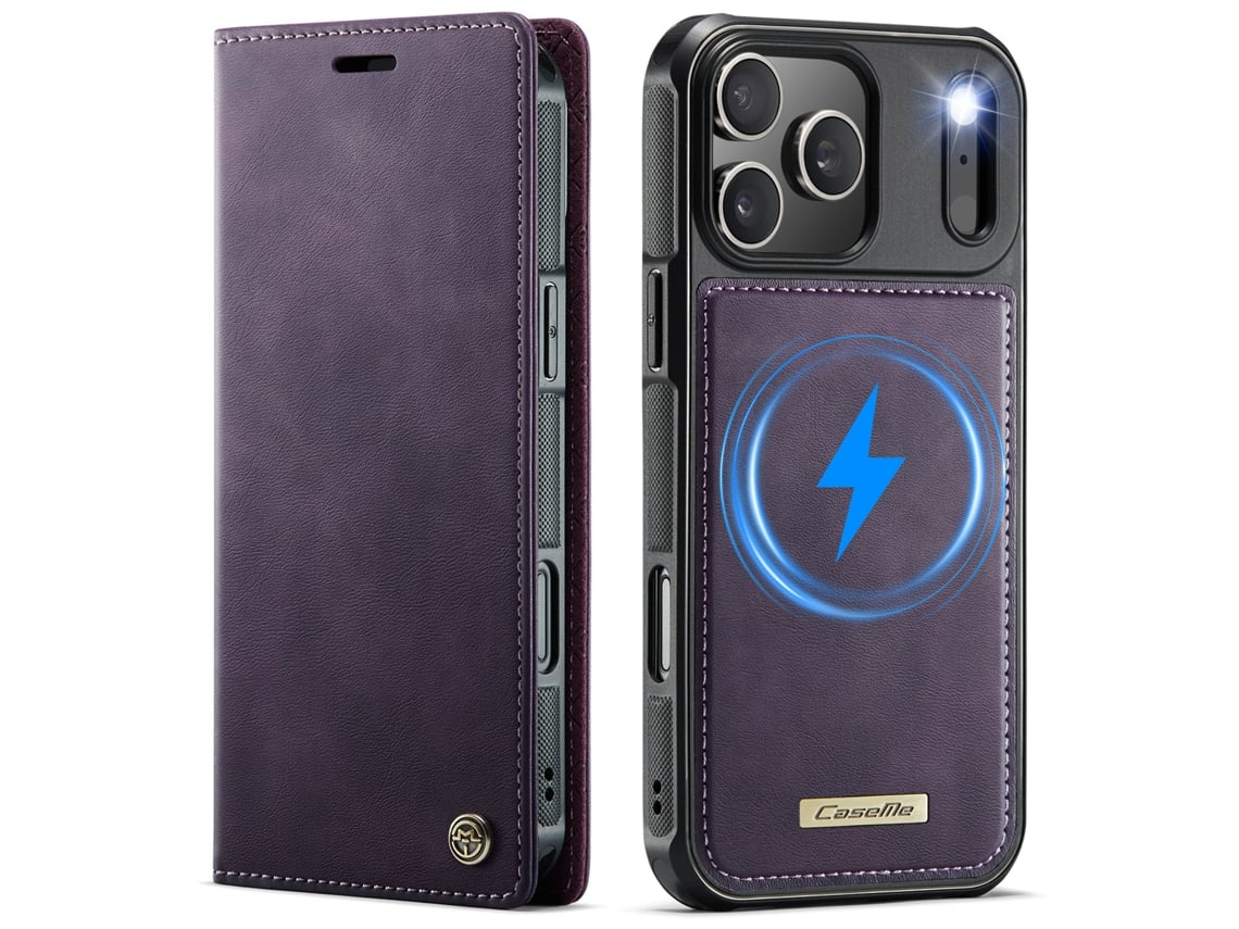 Capa Antirroubo Para Celular Flip, Estilo Retrô, Em Couro.roxo - Iphone 17