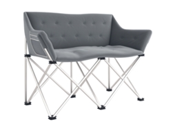 Cadeira Dobrável 2 Lugares para Camping com braços e bolsa lateral suporta até 240kg cinza BTFORUS