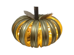 Decoração De Abóbora Com Tampa De Jarra Iluminada Para Outono E Halloween