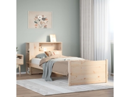 Vidaxl Cama Com Estante Sem Colchão 75x190 Cm Pinho Maciço