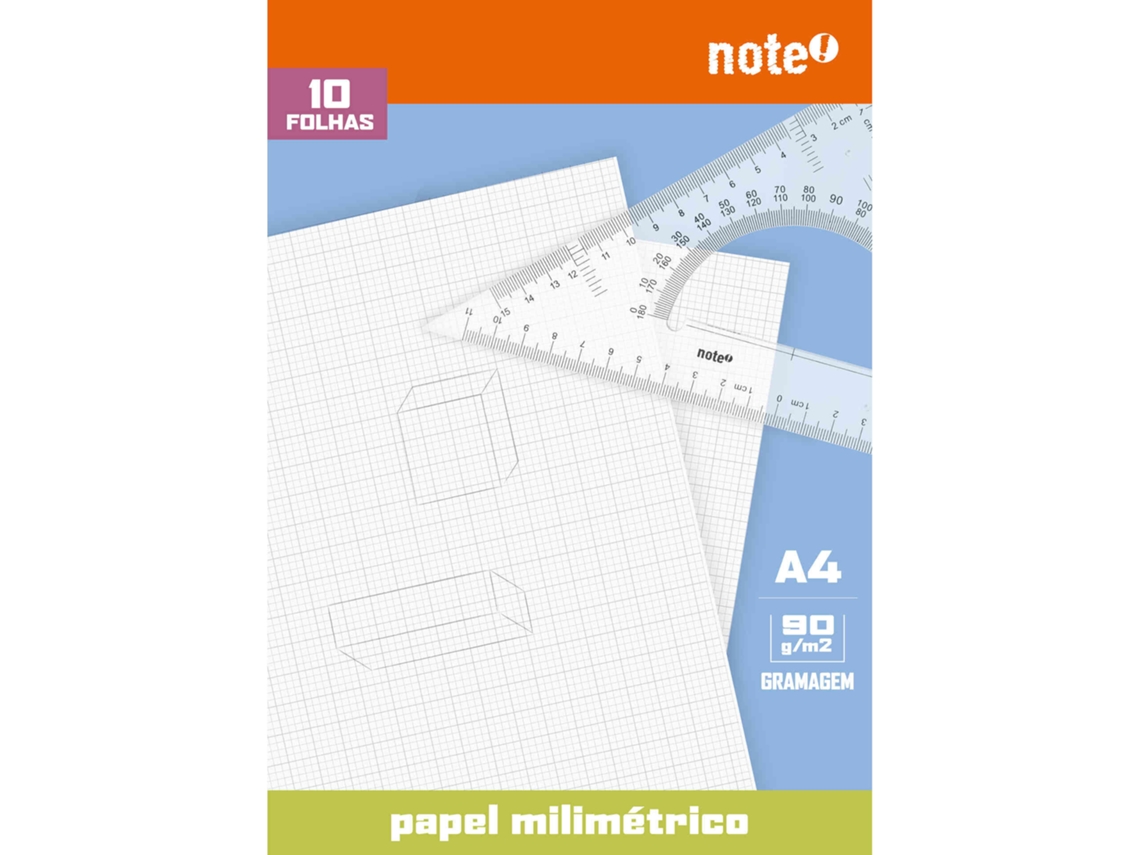 Bloco Papel Milimétrico A4 10 Folhas NOTE!