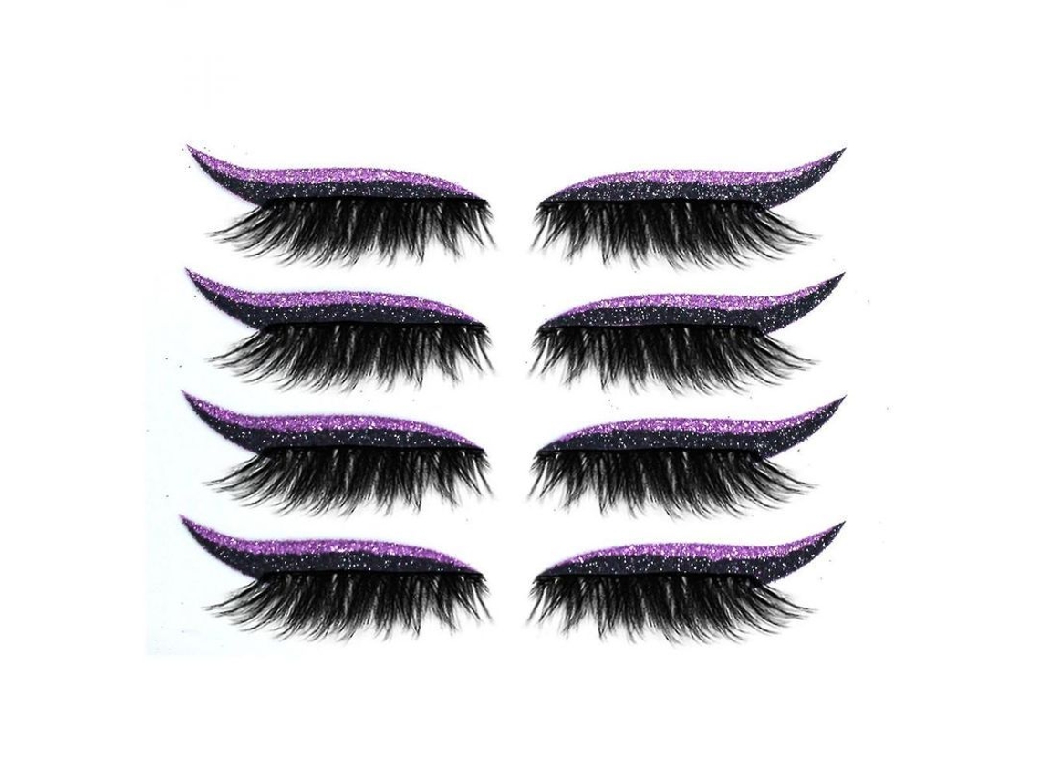 Adesivo de Sombra de Olhos com Glitter Roxo, Pestanas Falsas Autoadesivas À Prova D'água Vtz