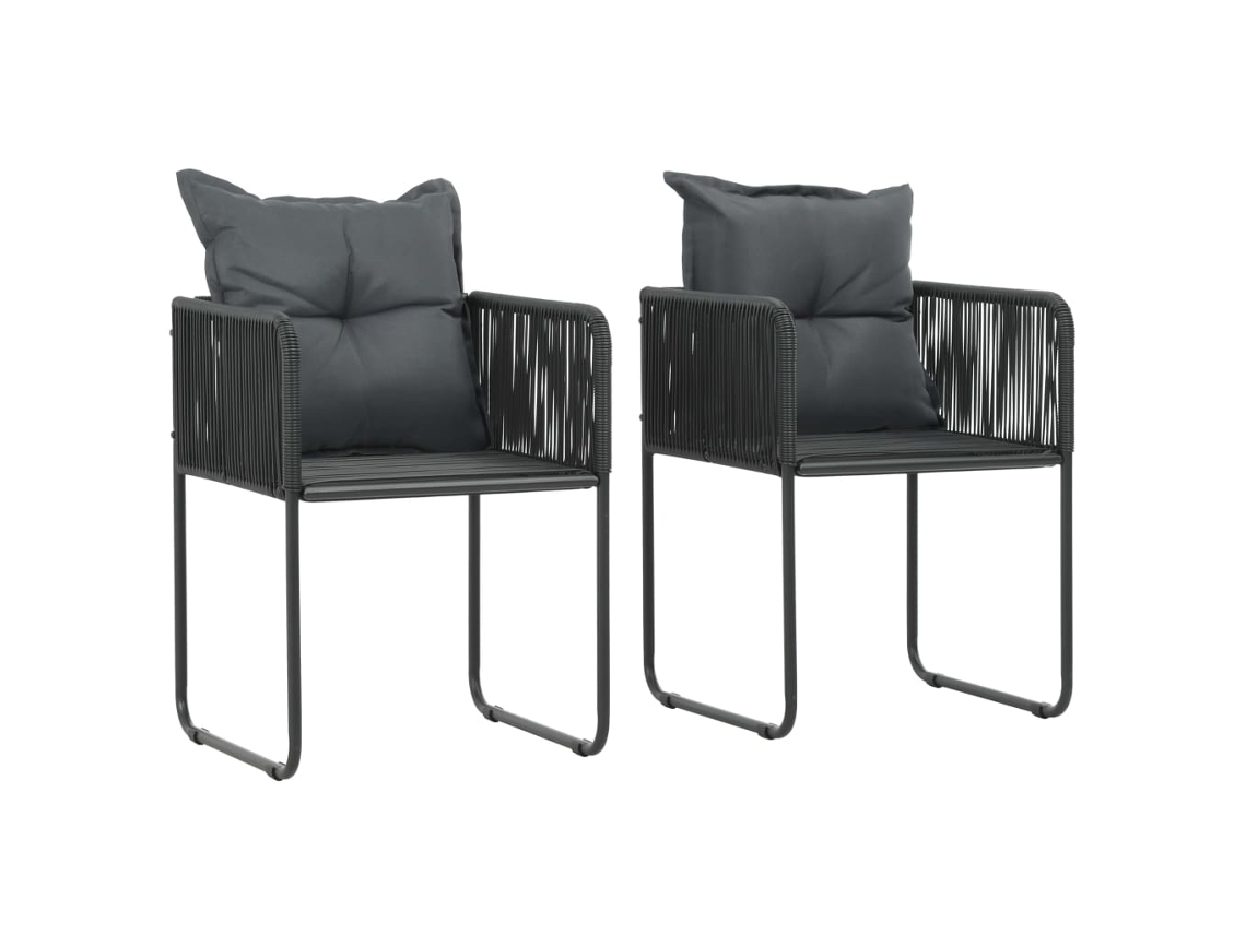 Cadeiras De Exterior 2 Pcs C/ Almofadões Vime Pe Preto Dkd Home Decor