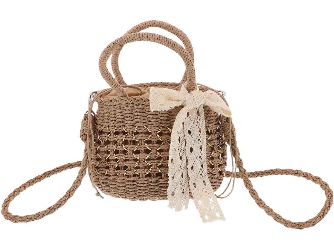 Bolsa De Ombro Feminina Feita À Mão Em Palha, Estilo Boêmio, Bolsa Pequena Para Praia.