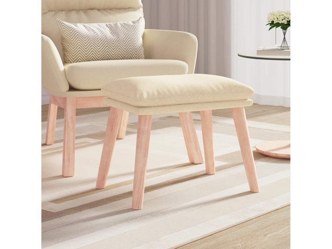 Vidaxl Apoio De Pés 45x29,5x35 Cm Tecido Cor Creme
