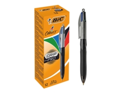Caneta esferográfica retrátil Bic Grip Pro 4 cores, cinza e preta
