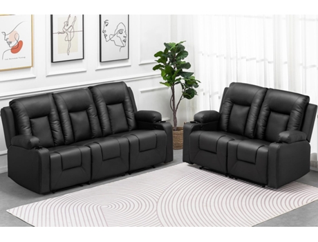 Conjunto COMHOMA de Poltronas Relax, Sofá, Conjunto de Sofá em Couro Sintético, Poltrona para TV, Poltrona Reclinável, Preto, 32