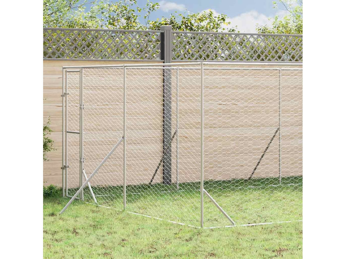 Vidaxl Canil De Exterior 4x16x2 M Aço Galvanizado Prateado