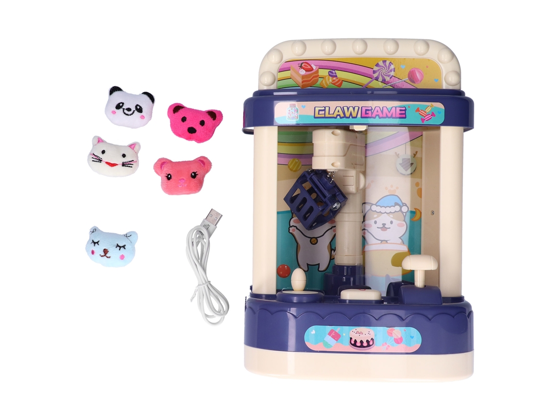 Primerox máquina de Garras Mini Infantil com Luz e Música para Bonecas e Doces Azul