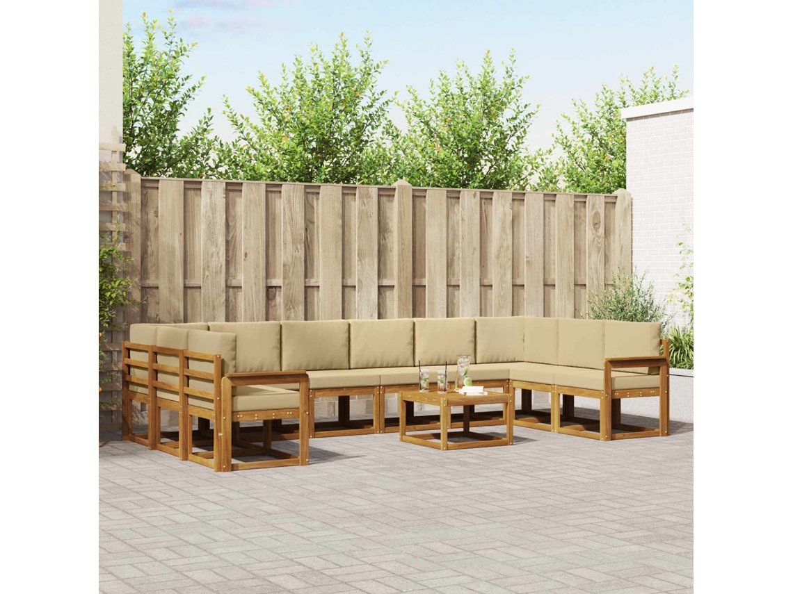Vidaxl Conjunto De Sofás Para Exterior 11 Unid. Natural E Bege