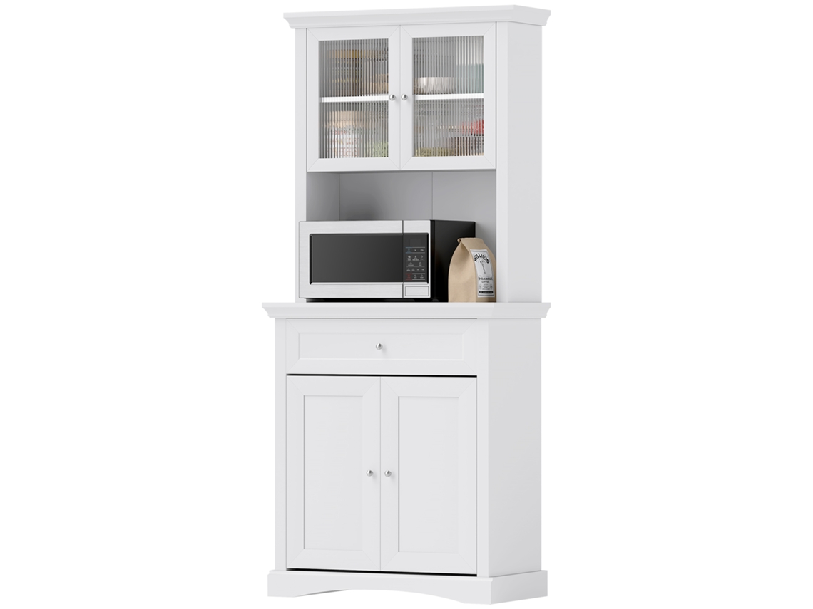 Armário De Cozinha Moderno De Com 1 Gaveta 4 Portas E Prateleira Ajustável Carga Máxima 50 Kg Alto De 79x40x180 Cm Branco