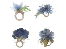 4Pcs Fivelas de Guardanapo de Flores de Simulação ALLINLESS