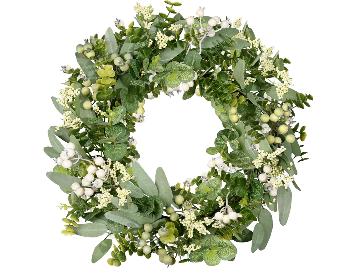 Guirlanda de Eucalipto para Porta Entrada, 46 Cm/18 Polegadas, Guirlanda Verde de Primavera/verão BRILVIBERA