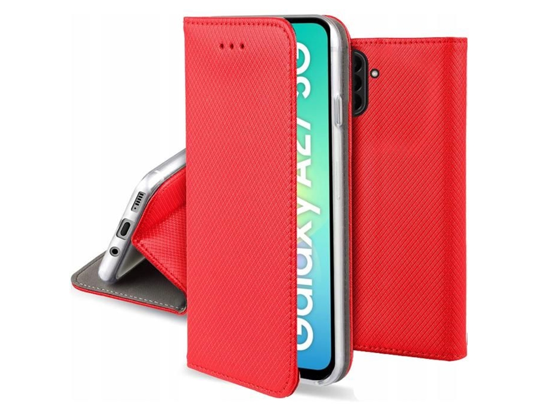 Capa Carteira Com Case Interna Em Silicone Para Samsung Galaxy A27 5g Vidro Temperado - Vermelho Magnet