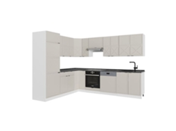 Fame Line Corner Kitchen, 227x287cm, Pt Antracite, Cinzabeige/branco, Branco, Vicco