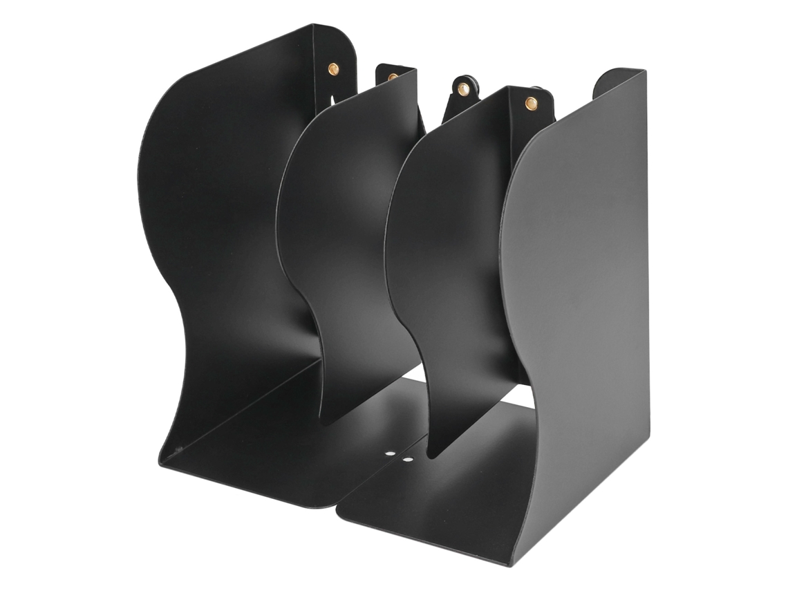Soporte De Livros Metálico Retrátil Simples Preto Com Bordas Arredondadas Aço Inoxidável Design Delgado Para Escritório