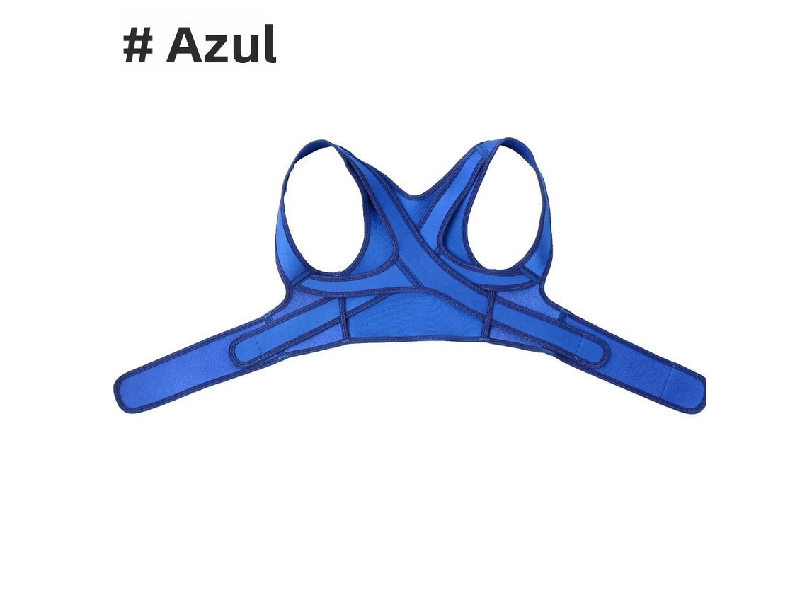 (azul M) Corretor Postural Ajustável Com Suporte Lombar Respirável
