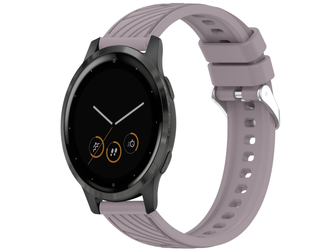 Bracelete para Garmin Vivoactive 4s Silicone Textura Listrada Fivela de Aço Prate Roland Purple XIAOMOYU (18mm)