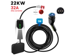 Carregador Para Veículos Elétricos De 5 M, 22 Kw, 32 A, Ajustável Entre 8 E 32 A, Com Função De Agendamento, Trifásico, Ficha Cee