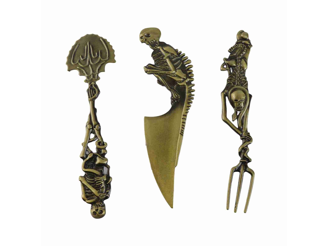 Conjunto De Talheres De Esqueleto Para Halloween De Metal