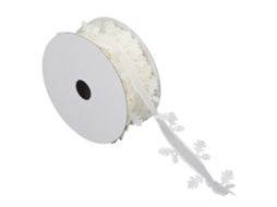 2026 cinta de Encaje em Forma de Folha Diy para Casamento Cinta de Poliéster para Presentes e Coroas 4cm (branco)